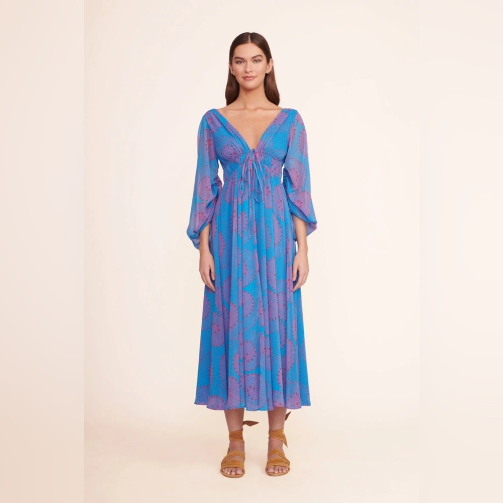 Staud Shelby Blue Print Maxi Dress Size XS